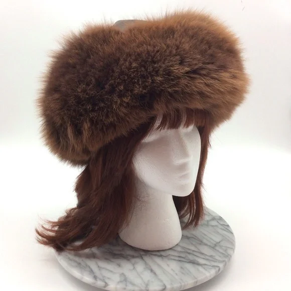 Genuine Fox Hat Silk Lined Vintage Silver Blue Ranch Mink Fur Hat Size L Silk Satin Lining | eBay main image 3